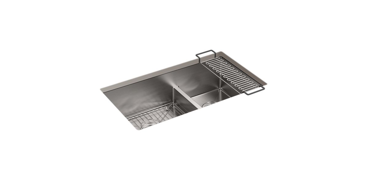 Strive 32 Smart Divide Undermount Large Medium Double Bowl Kitchen Sink W Sink Rack K 5284 Kohler Kohler