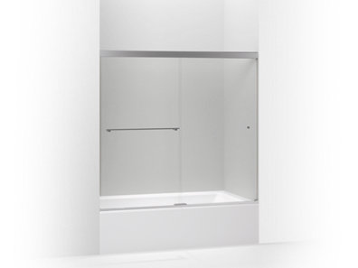 Revel® Sliding bath door, 55-1/2" H x 56-5/8 - 59-5/8" W, with 1/4" thick Crystal Clear glass