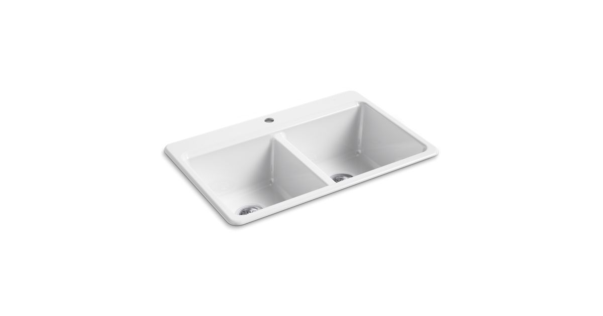 K 8679 1a2 Riverby Top Mount Double Equal Workstation Kitchen Sink Single Hole Kohler Canada