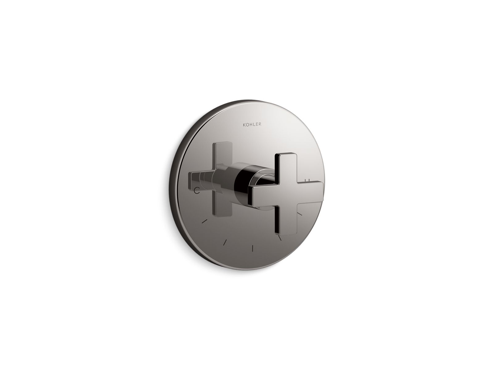 Composed MasterShower temperature control valve trim with cross handle