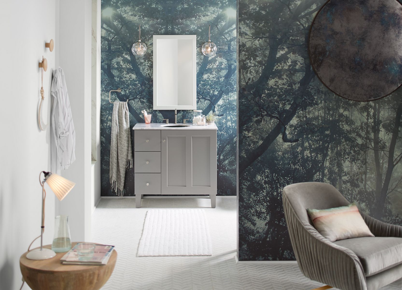 Nature-themed Bathroom with organic Scandanavian design