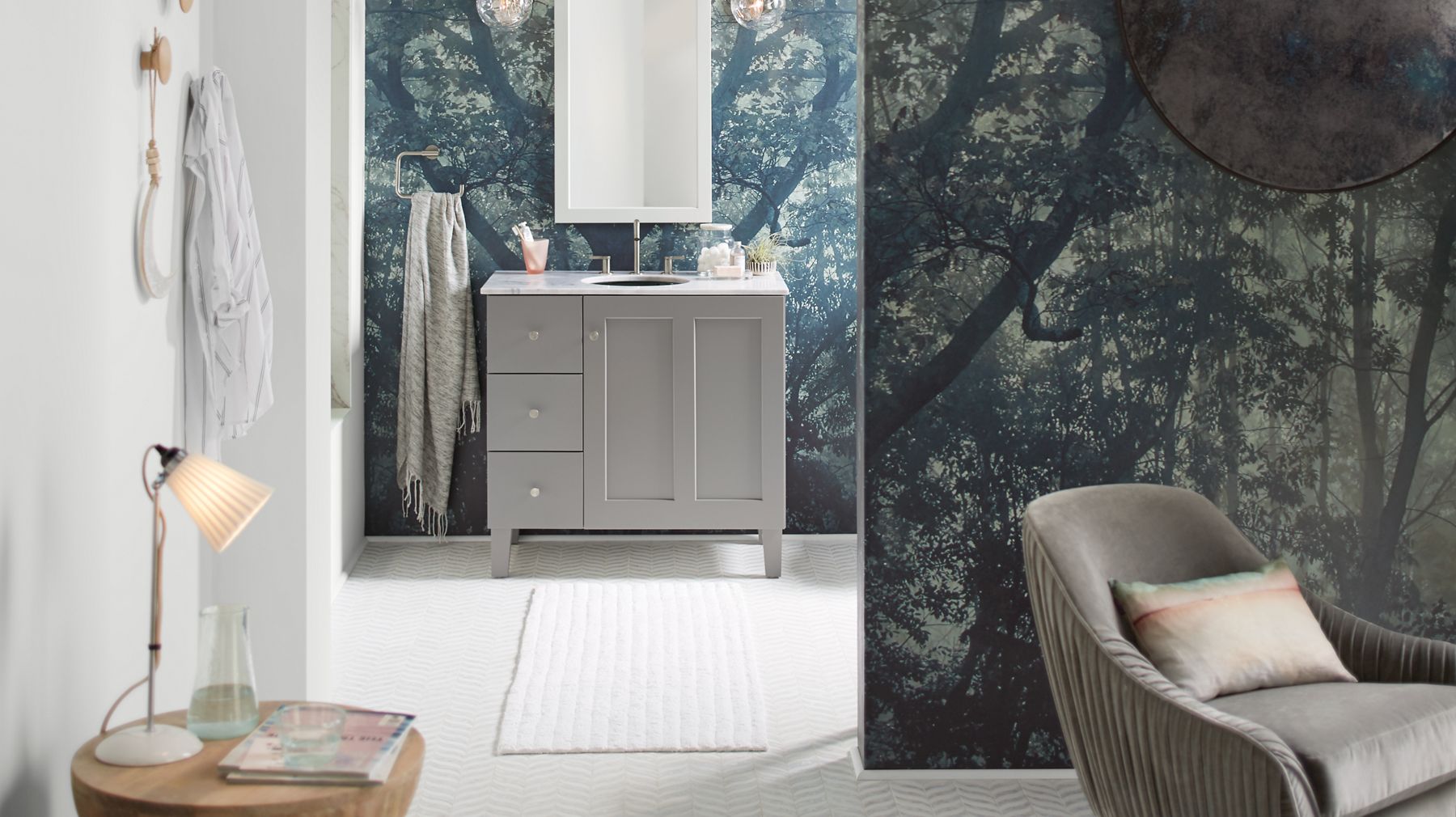 Nature-themed Bathroom with organic Scandanavian design