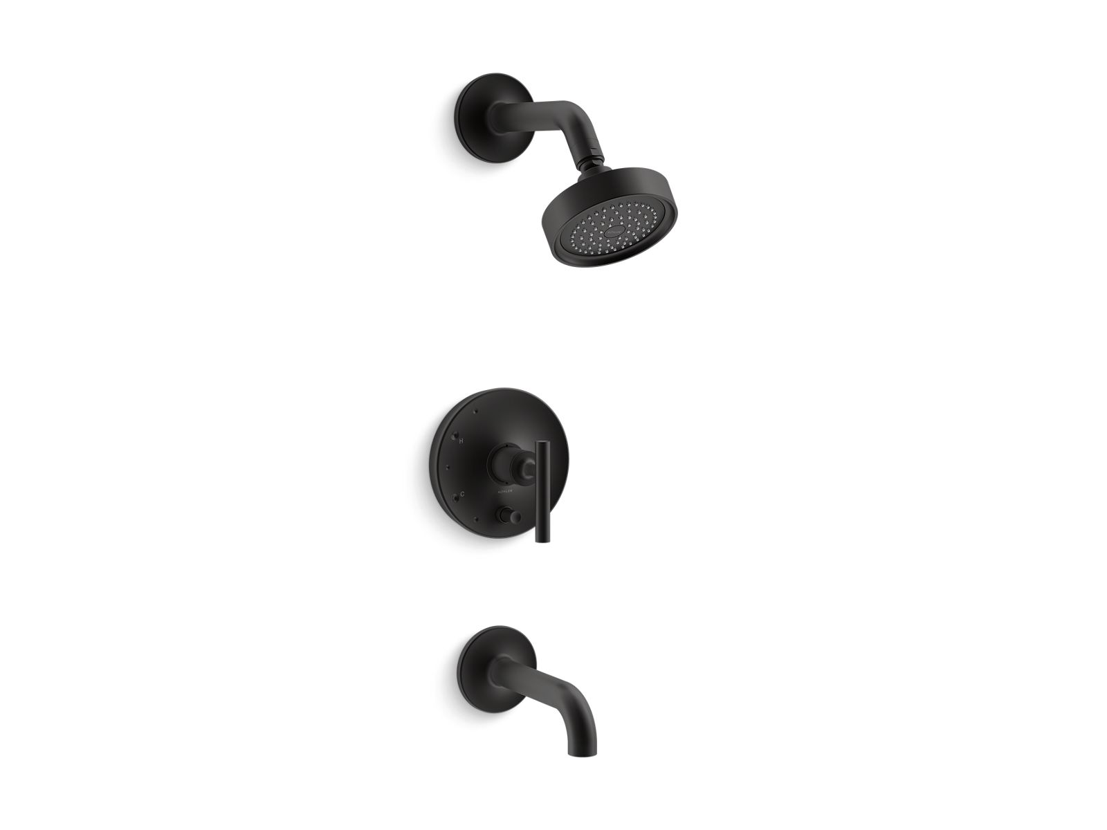 Purist Rite-Temp bath and shower trim kit with push-button diverter and lever handle, 2.5 gpm