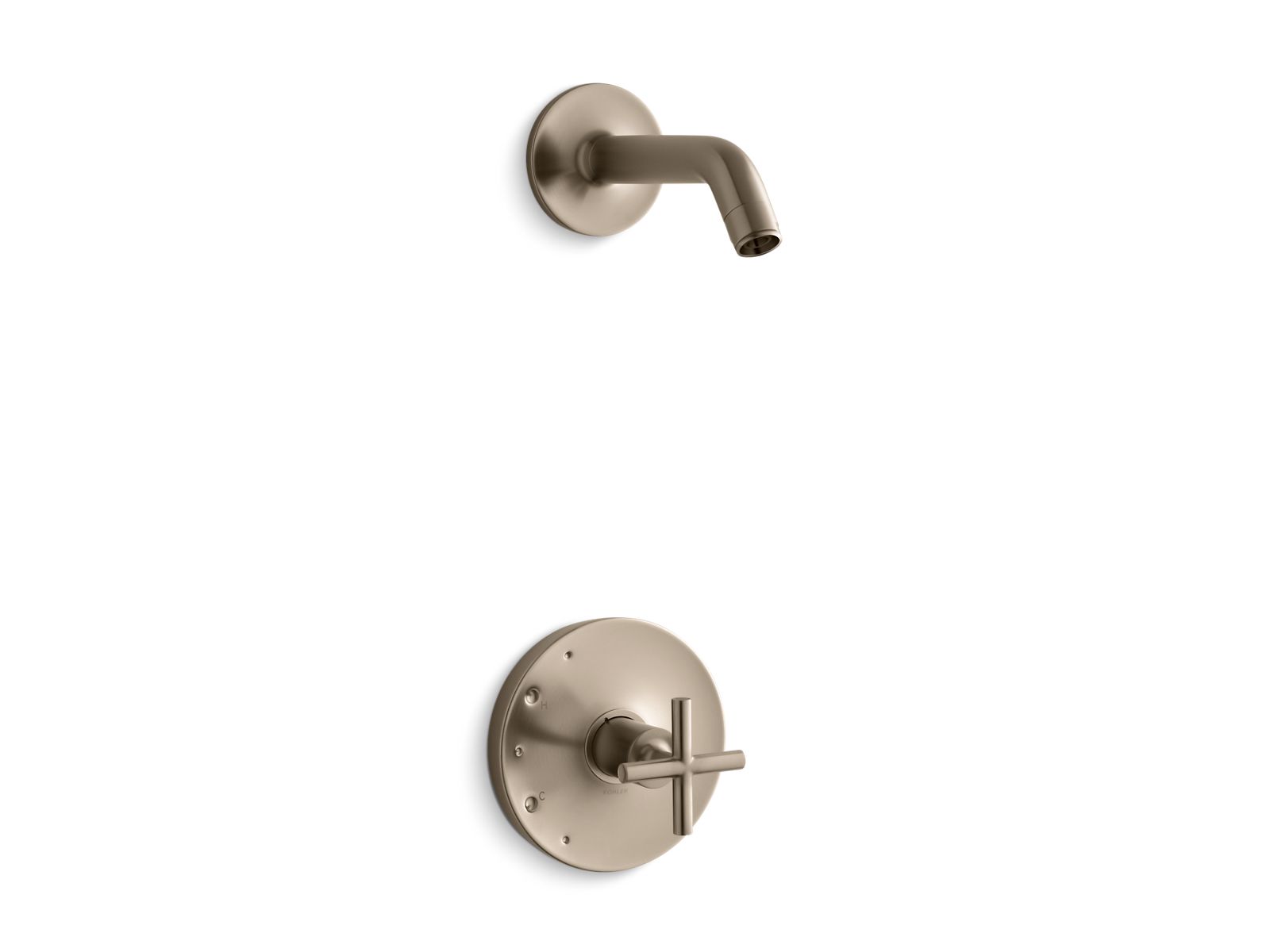 Purist Rite-Temp shower trim kit with cross handle, without showerhead