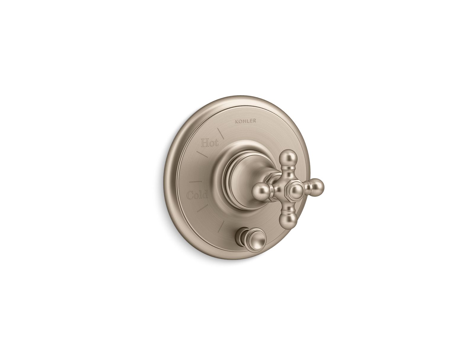 Artifacts Rite-Temp valve trim with push-button diverter and cross handle