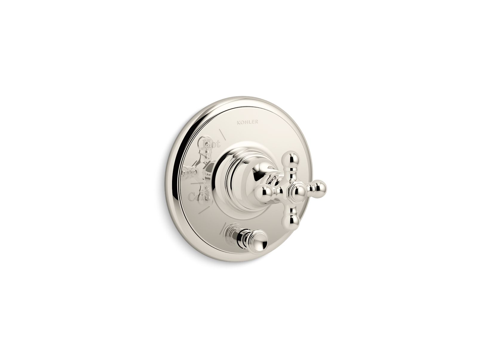 Artifacts Rite-Temp valve trim with push-button diverter and cross handle