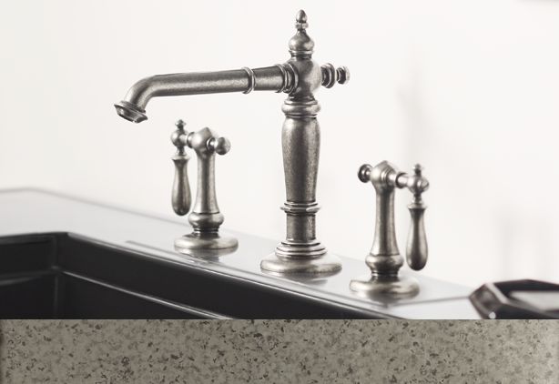 Classic bathroom faucet with vintage design and rustic finishing