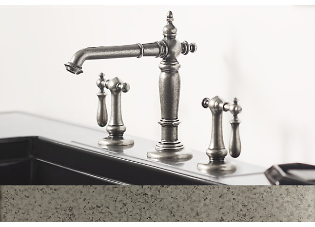 Classic bathroom faucet with vintage design and rustic finishing
