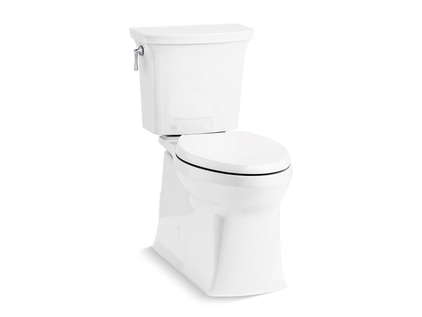 Kohler Co., Toilet, The Corbelle two-piece toilet delivers powerful, clean swirl-style flushing in a sleek skirted design.