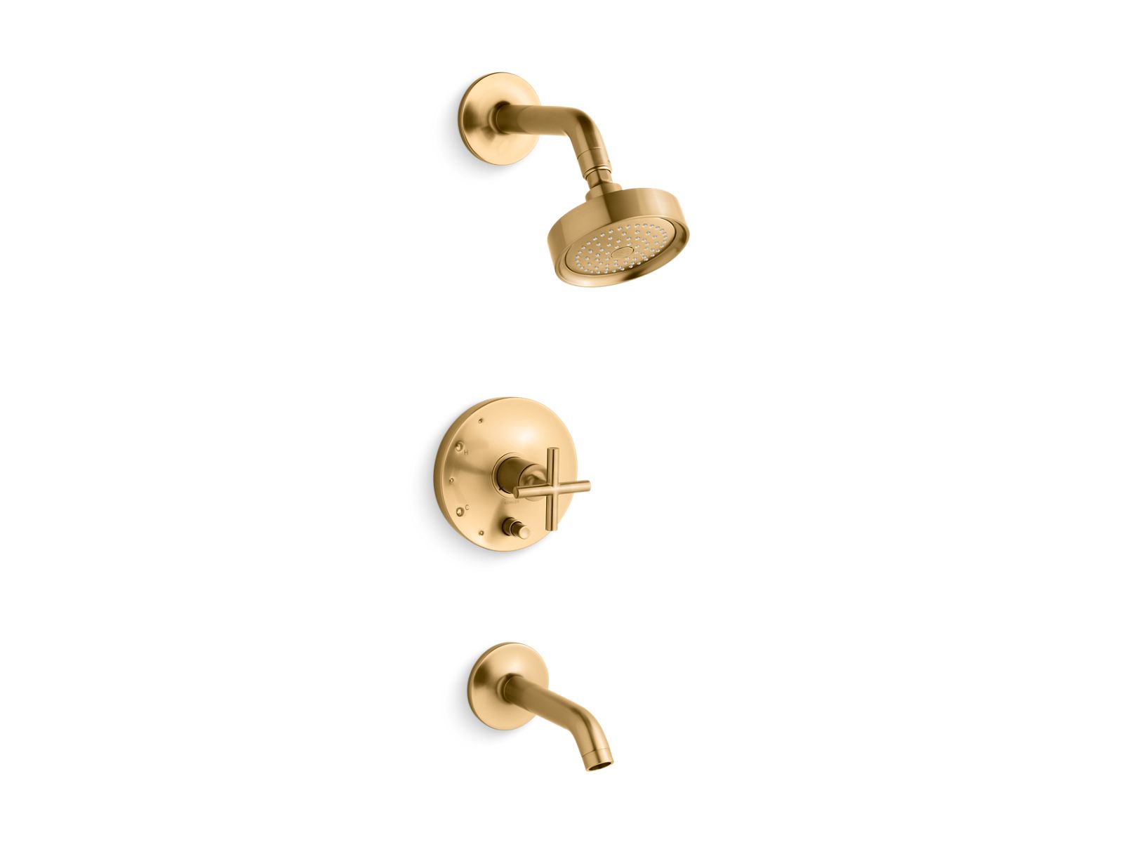 Purist Rite-Temp bath and shower trim kit with push-button diverter and cross handle, 2.5 gpm
