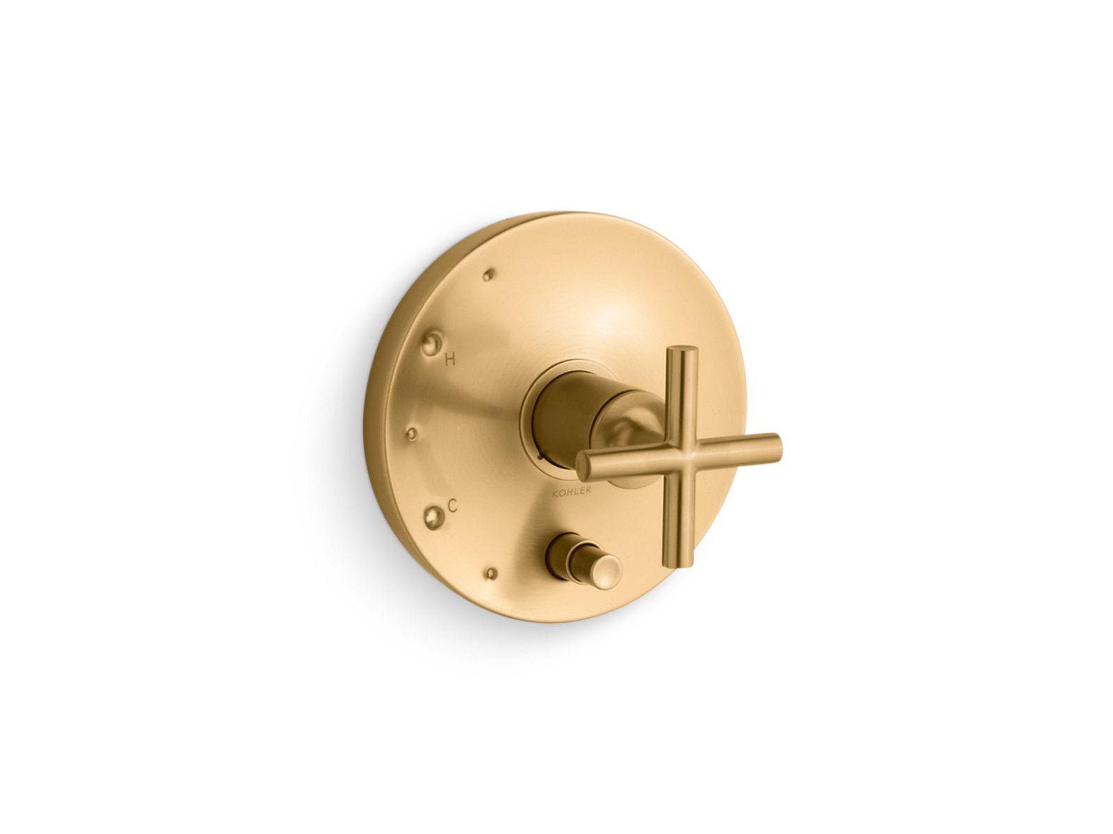 Purist Rite-Temp valve trim with push-button diverter and cross handle