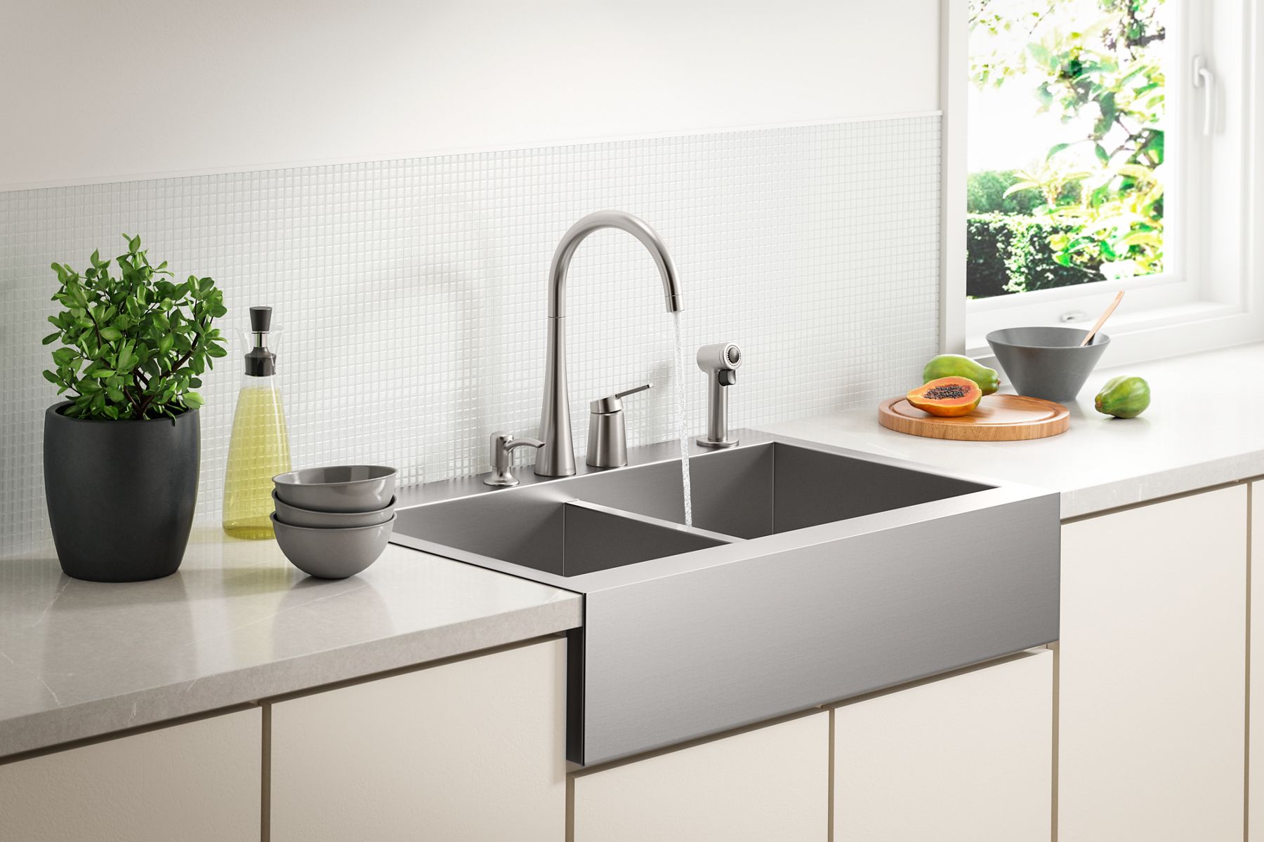 Kitchen Faucet with Sidespray and Soap/Lotion Dispenser | K-R23009