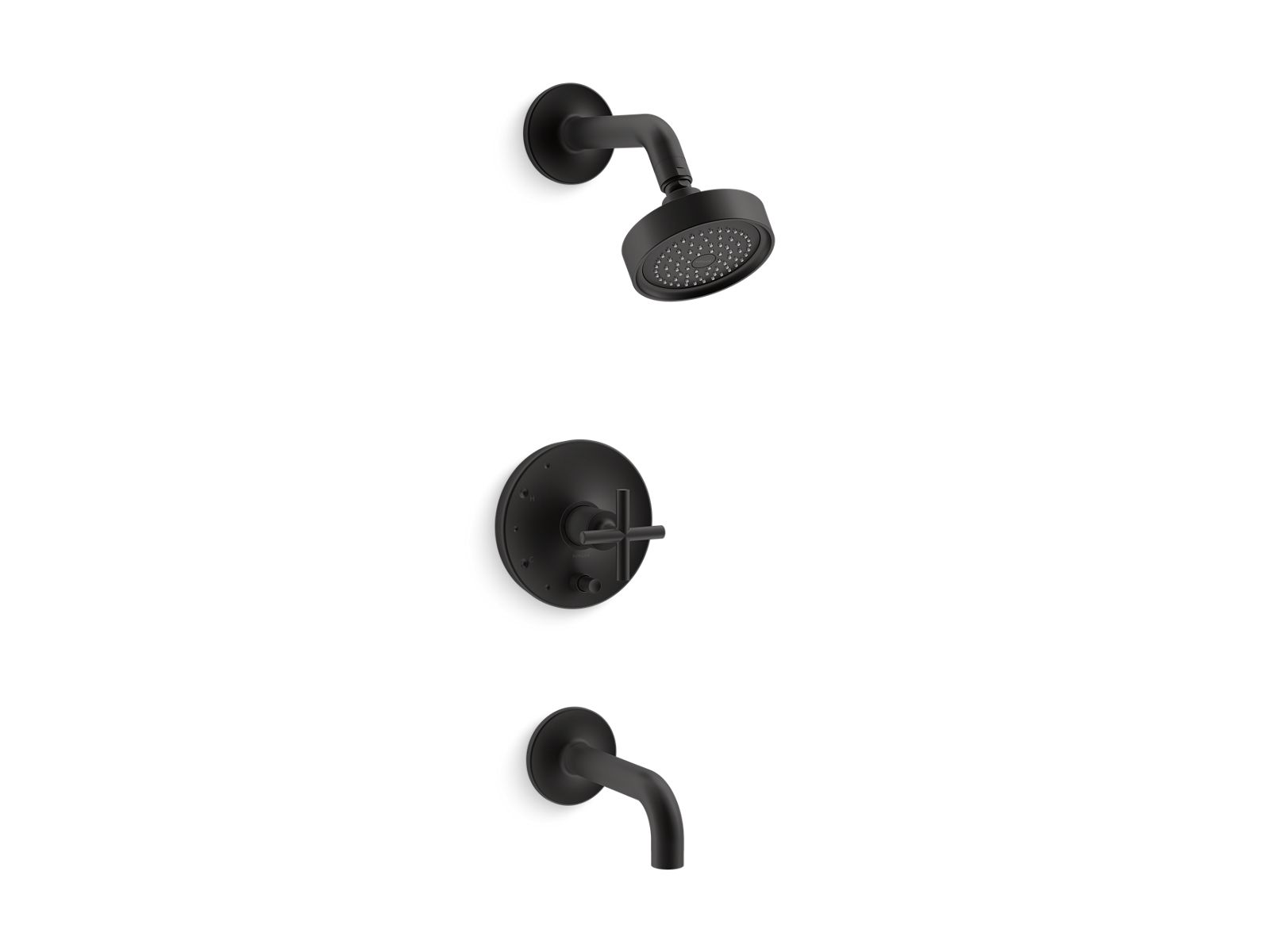 Purist Rite-Temp bath and shower trim kit with push-button diverter and cross handle, 2.5 gpm