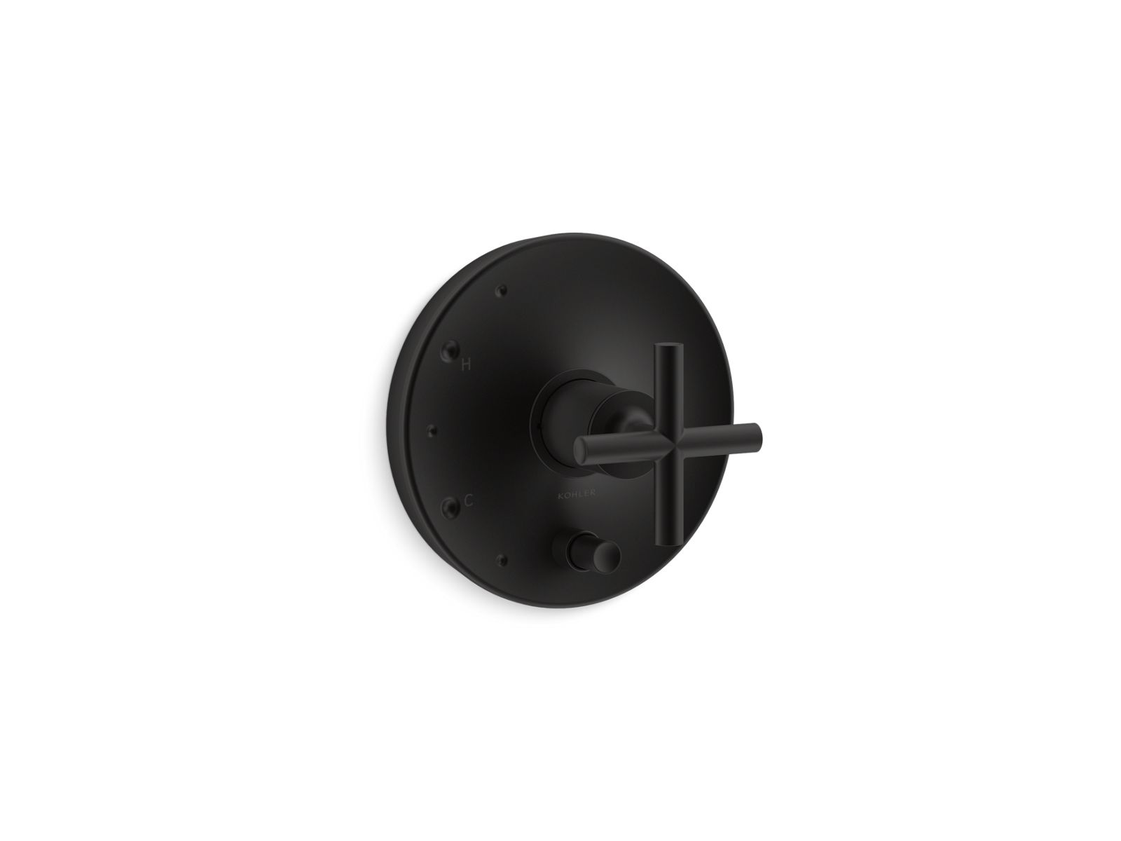 Purist Rite-Temp valve trim with push-button diverter and cross handle