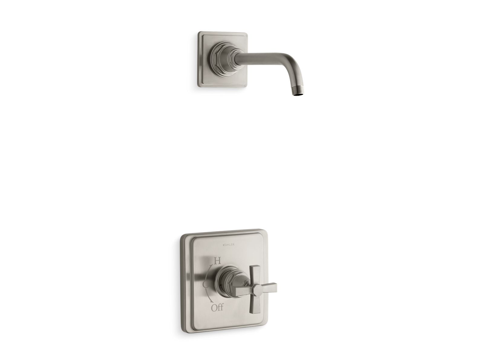 Pinstripe Pure Rite-Temp shower trim kit with cross handle, without showerhead