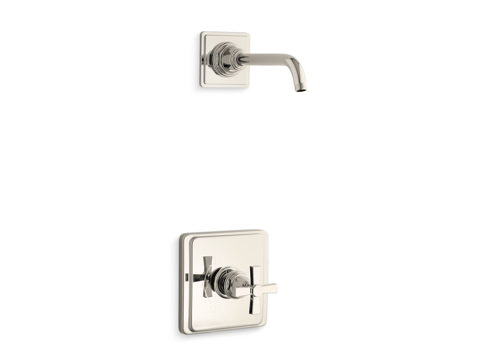 Pinstripe Pure Rite-Temp shower trim kit with cross handle, without showerhead
