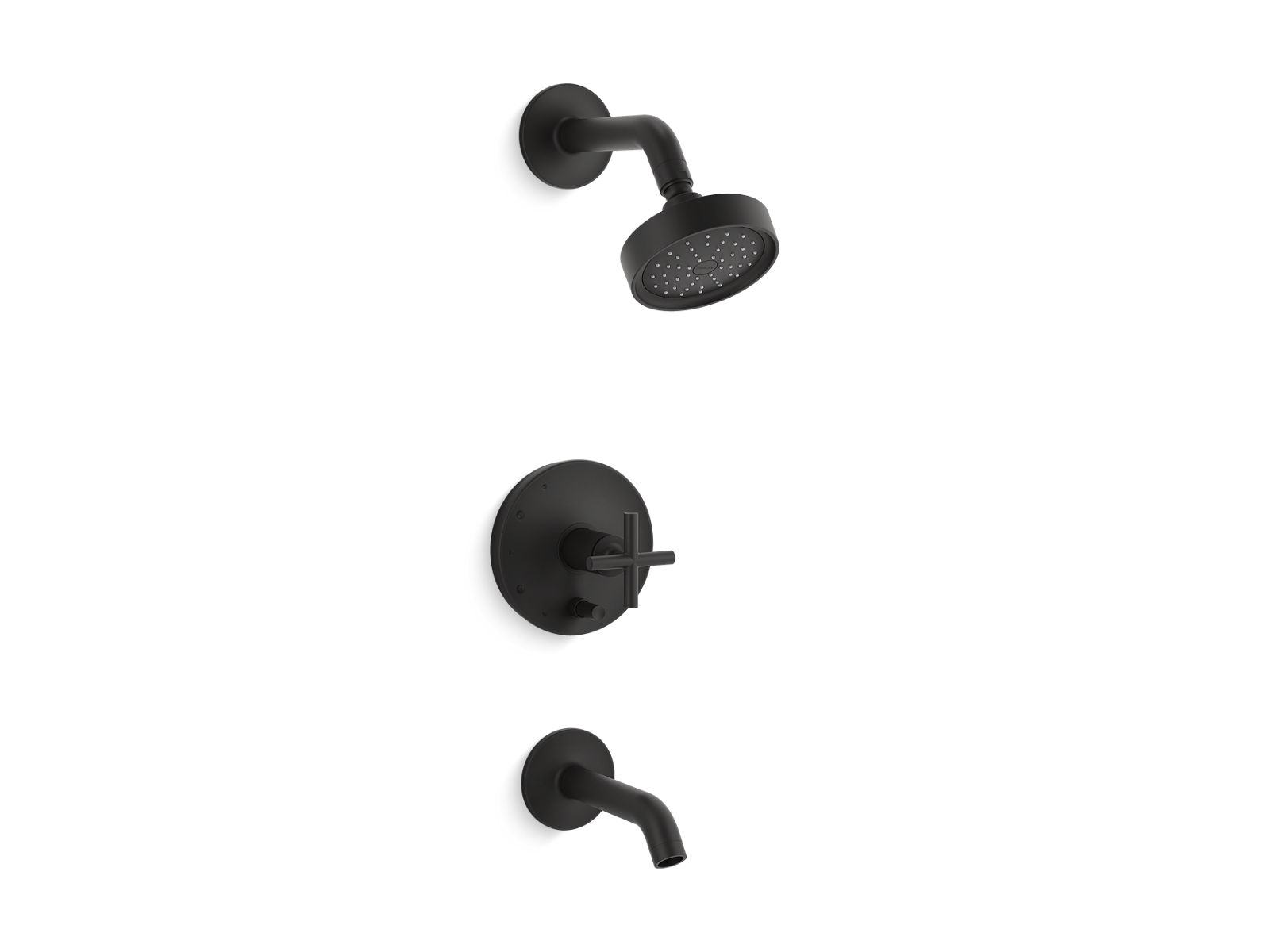 Purist Rite-Temp bath and shower trim kit with push-button diverter and cross handle, 1.75 gpm