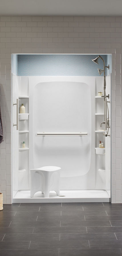 Shower stall with seat and grab bars sale