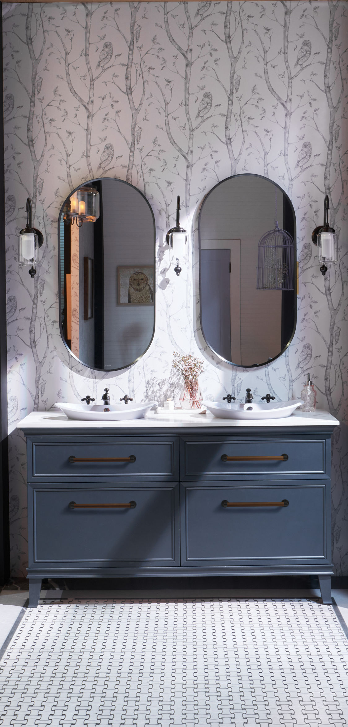 Z out Solid Round Navy Freestanding Integrated Basin Lavatory Elegant Double  Sink Bath Vanity with Side Cabinet - China Mirror Cabinet, Bathroom Mirror  Cabinet