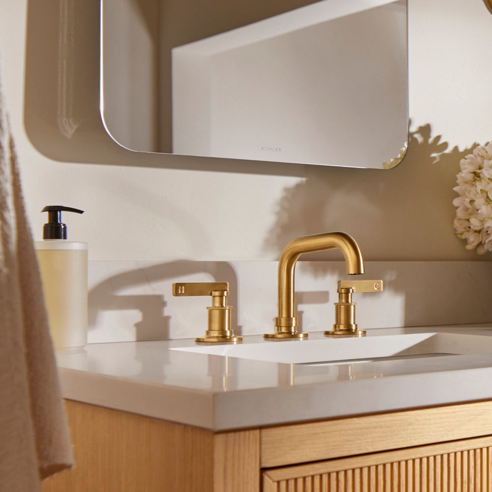 Traditional Bathroom Faucet Satin Nickel And Polished Brass